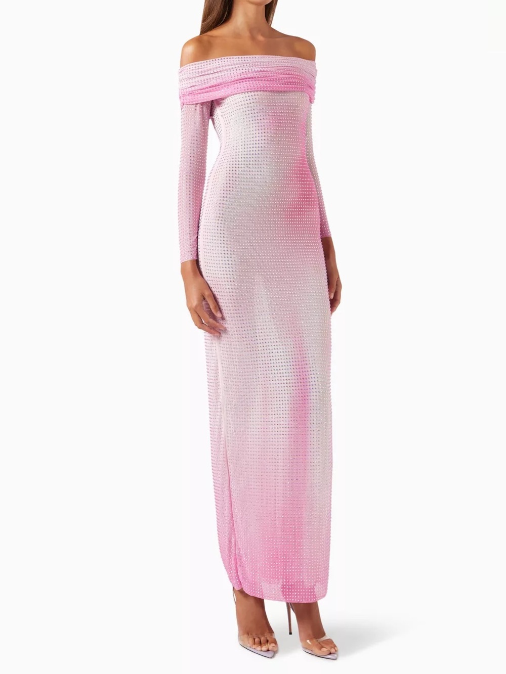 Self-Portrait Pink Off-Shoulder Maxi Dress